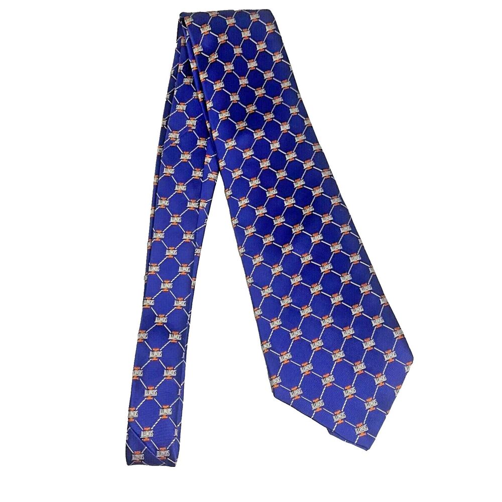 #7428 Eagles Wings Unnversity of Illinois Navy Blue Mens Necktie, Tie